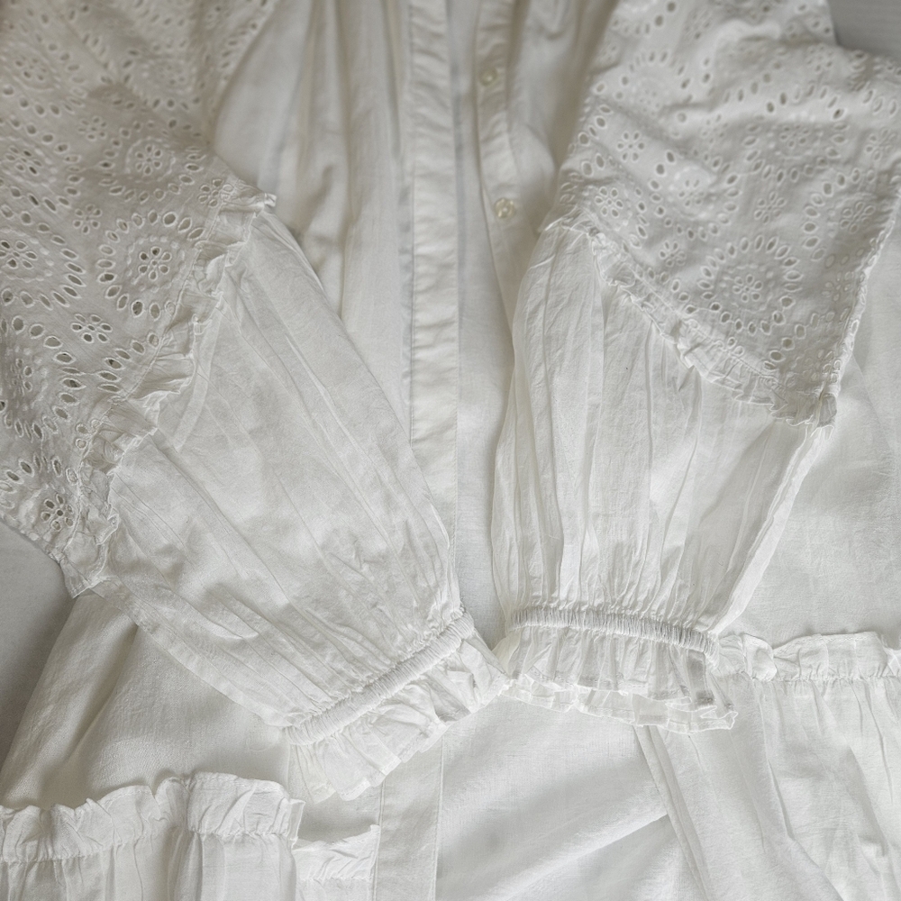 Happy Nature Women White Open Lace Dress/Tunic Size Large - Picture 6 of 16